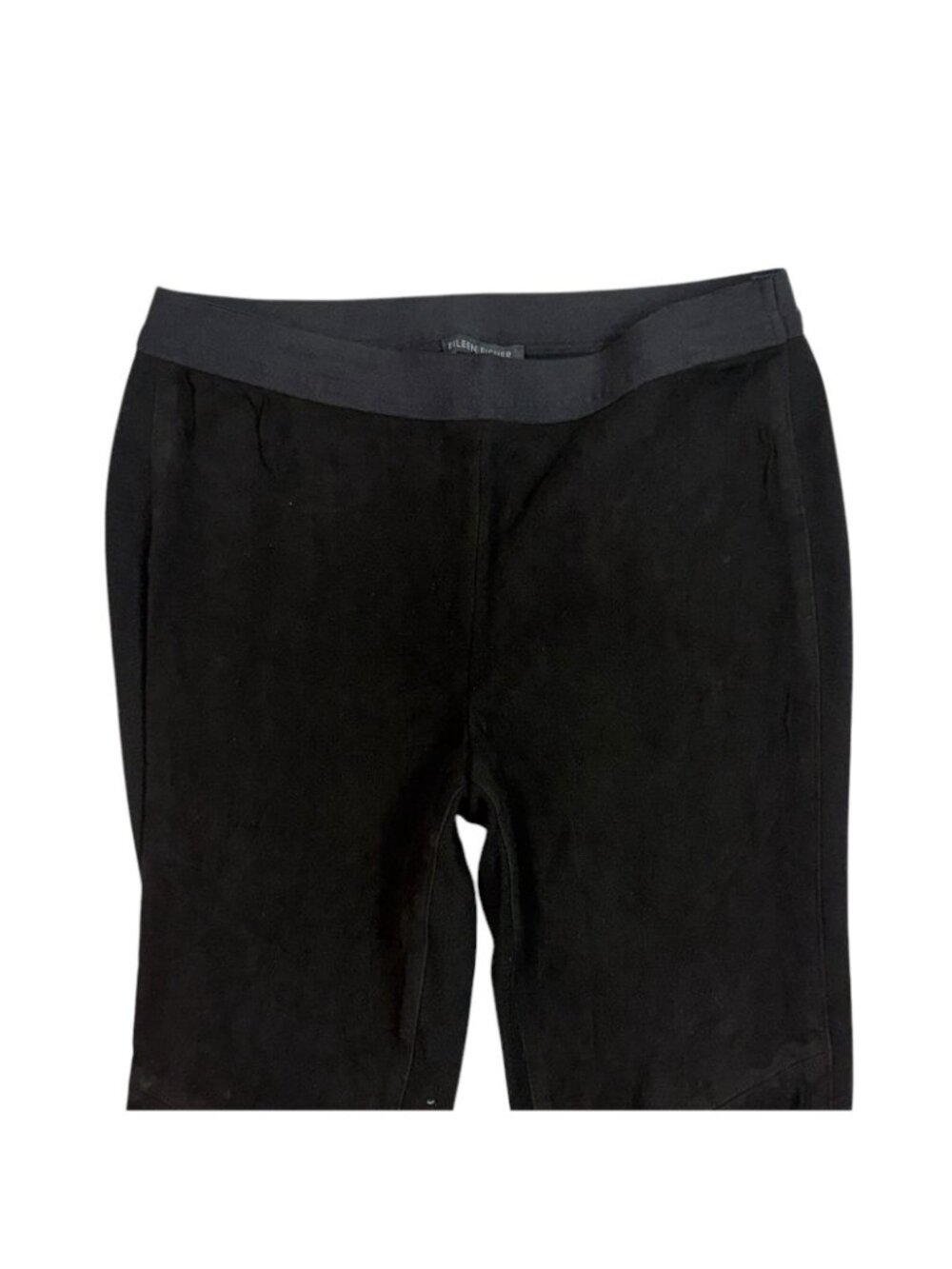 Eileen Fisher Lamb Suede Legging Pants Size XS Black Skinny Pull On Panel Seamed - Picture 6 of 10
